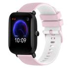 For Amazfit Pop 20mm Checkered Two-Color Silicone Watch Band(Pink+White) - 1
