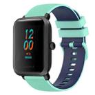 For Amazfit BIP 20mm Checkered Two-Color Silicone Watch Band(Teal+Blue) - 1