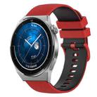 For Huawei Watch GT3 Pro 43mm 20mm Checkered Two-Color Silicone Watch Band(Red+Black) - 1