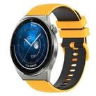 For Huawei Watch GT3 Pro 43mm 20mm Checkered Two-Color Silicone Watch Band(Yellow+Black) - 1