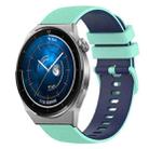 For Huawei Watch GT3 Pro 43mm 20mm Checkered Two-Color Silicone Watch Band(Teal+Blue) - 1