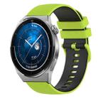 For Huawei Watch GT3 42mm 20mm Checkered Two-Color Silicone Watch Band(Lime Green+Black) - 1