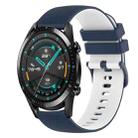 For Huawei Watch GT2 42mm 20mm Checkered Two-Color Silicone Watch Band(Dark Blue+White) - 1