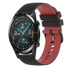 For Huawei Watch GT2 42mm 20mm Checkered Two-Color Silicone Watch Band(Black+Red) - 1