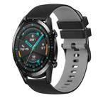 For Huawei Watch GT2 42mm 20mm Checkered Two-Color Silicone Watch Band(Black+Grey) - 1