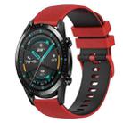 For Huawei Watch GT2 42mm 20mm Checkered Two-Color Silicone Watch Band(Red+Black) - 1