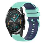 For Huawei Watch 2 20mm Checkered Two-Color Silicone Watch Band(Teal+Blue) - 1