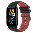 For Honor Watch ES 20mm Checkered Two-Color Silicone Watch Band(Black+Red) - 1