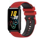 For Honor Watch ES 20mm Checkered Two-Color Silicone Watch Band(Red+Black) - 1