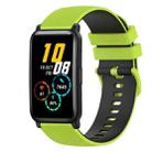 For Honor Watch ES 20mm Checkered Two-Color Silicone Watch Band(Lime Green+Black) - 1