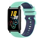 For Honor Watch ES 20mm Checkered Two-Color Silicone Watch Band(Teal+Blue) - 1