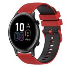 For Honor MagicWatch2 42mm 20mm Checkered Two-Color Silicone Watch Band(Red+Black) - 1