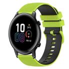 For Honor MagicWatch2 42mm 20mm Checkered Two-Color Silicone Watch Band(Lime Green+Black) - 1