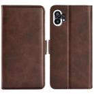 For Nothine Phone 1 Dual-side Magnetic Buckle Leather Phone Case(Brown) - 1