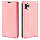 For Nothine Phone 1 Retro-skin Magnetic Suction Leather Phone Case(Pink) - 1