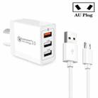 SDC-30W QC3.0 USB + 2 x USB2.0 Port Quick Charger with USB to Micro USB  Cable, AU Plug - 1