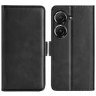 For Asus Zenfone 9 Dual-side Magnetic Buckle Horizontal Flip Leather Phone Case(Black) - 1