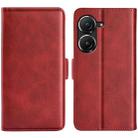 For Asus Zenfone 9 Dual-side Magnetic Buckle Horizontal Flip Leather Phone Case(Red) - 1