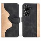 For Asus Zenfone 9 Stitching Horizontal Flip Leather Phone Case(Black) - 1