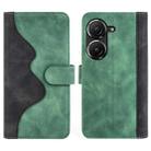 For Asus Zenfone 9 Stitching Horizontal Flip Leather Phone Case(Green) - 1