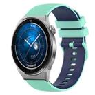 For Huawei Watch GT3 Pro 46mm 22mm Checkered Two-Color Silicone Watch Band(Teal+Blue) - 1