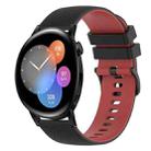 For Huawei Watch GT3 46mm 22mm Checkered Two-Color Silicone Watch Band(Black+Red) - 1