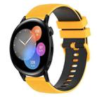 For Huawei Watch GT3 46mm 22mm Checkered Two-Color Silicone Watch Band(Yellow+Black) - 1