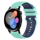 For Huawei Watch GT3 46mm 22mm Checkered Two-Color Silicone Watch Band(Teal+Blue) - 1