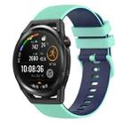 For Huawei Watch GT Runner 22mm Checkered Two-Color Silicone Watch Band(Teal+Blue) - 1