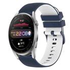 For Huawei Watch 3 Pro 22mm Checkered Two-Color Silicone Watch Band(Dark Blue+White) - 1