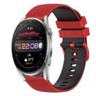 For Huawei Watch 3 Pro 22mm Checkered Two-Color Silicone Watch Band(Red+Black) - 1