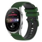 For Huawei Watch 3 Pro 22mm Checkered Two-Color Silicone Watch Band(Amy Green+Black) - 1