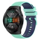 For Huawei Watch GT 2E 22mm Checkered Two-Color Silicone Watch Band(Teal+Blue) - 1