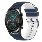 For Huawei GT2 46mm 22mm Checkered Two-Color Silicone Watch Band(Dark Blue+White) - 1