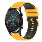 For Huawei GT2 46mm 22mm Checkered Two-Color Silicone Watch Band(Yellow+Black) - 1