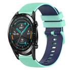 For Huawei GT2 46mm 22mm Checkered Two-Color Silicone Watch Band(Teal+Blue) - 1