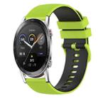 For Honor Magic Watch 2 46mm 22mm Checkered Two-Color Silicone Watch Band(Lime Green+Black) - 1