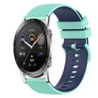 For Honor Magic Watch 2 46mm 22mm Checkered Two-Color Silicone Watch Band(Teal+Blue) - 1