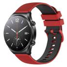 For Xiaomi Watch S1 22mm Checkered Two-Color Silicone Watch Band(Red+Black) - 1
