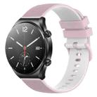 For Xiaomi Watch S1 22mm Checkered Two-Color Silicone Watch Band(Pink+White) - 1