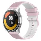 For Xiaomi Watch Color 2 22mm Checkered Two-Color Silicone Watch Band(Pink+White) - 1