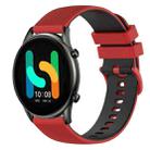 For  Xiaomi Haylou RT2 LS10 22mm Checkered Two-Color Silicone Watch Band(Red+Black) - 1