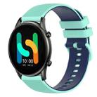 For  Xiaomi Haylou RT2 LS10 22mm Checkered Two-Color Silicone Watch Band(Teal+Blue) - 1