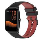 For Xiaomi Haylou GST LS09B 22mm Checkered Two-Color Silicone Watch Band(Black+Red) - 1