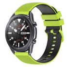 For Samsung Galaxy Watch3 45mm 22mm Checkered Two-Color Silicone Watch Band(Lime Green+Black) - 1