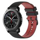 For Samsung Gear S3 Frontier 22mm Checkered Two-Color Silicone Watch Band(Black+Red) - 1