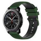 For Samsung Gear S3 Frontier 22mm Checkered Two-Color Silicone Watch Band(Amy Green+Black) - 1