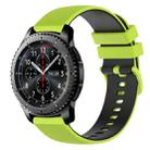 For Samsung Gear S3 Frontier 22mm Checkered Two-Color Silicone Watch Band(Lime Green+Black) - 1