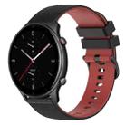 For Amazfit GTR 2e 22mm Checkered Two-Color Silicone Watch Band(Black+Red) - 1