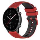 For Amazfit GTR 2e 22mm Checkered Two-Color Silicone Watch Band(Red+Black) - 1